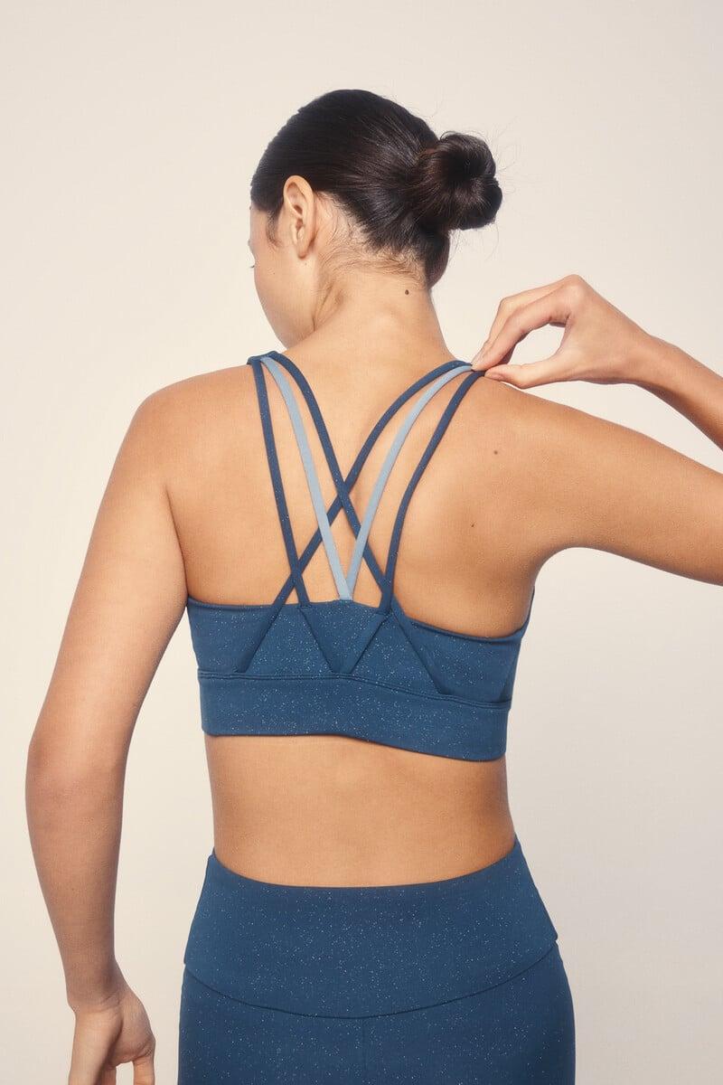 Cortefiel Sujetador Deportivo 4D STRETCH Brillo Azul