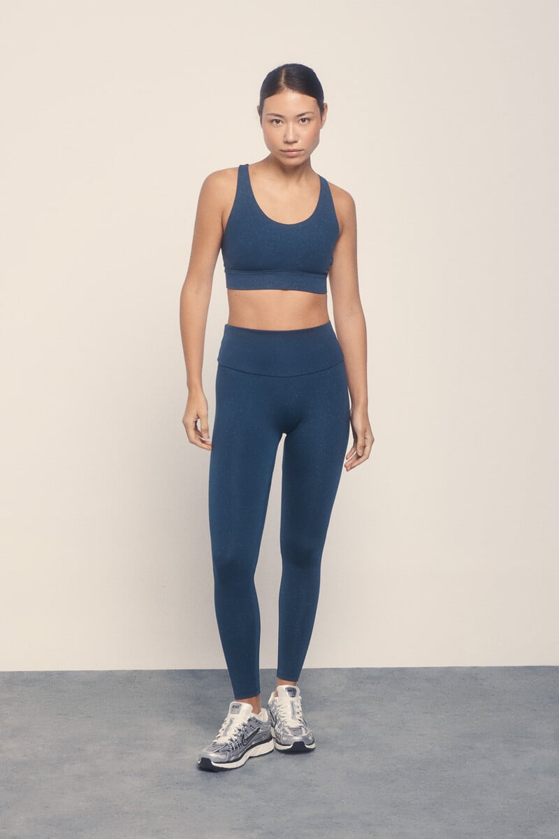 Cortefiel Sujetador Deportivo 4D STRETCH Brillo Azul