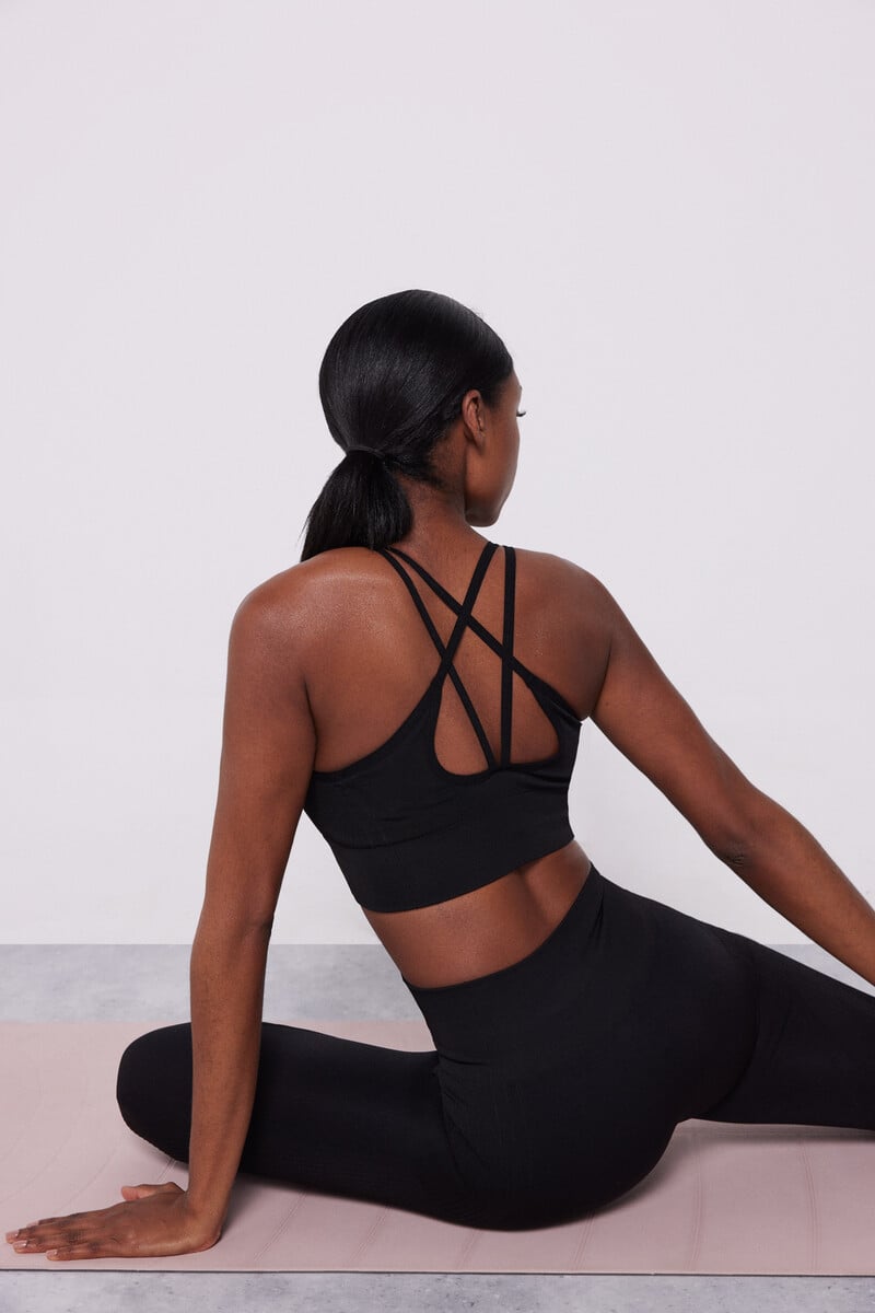 Cortefiel Sujetador Deportivo Negro Seamless Comfort