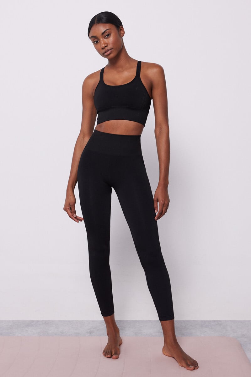Cortefiel Sujetador Deportivo Negro Seamless Comfort