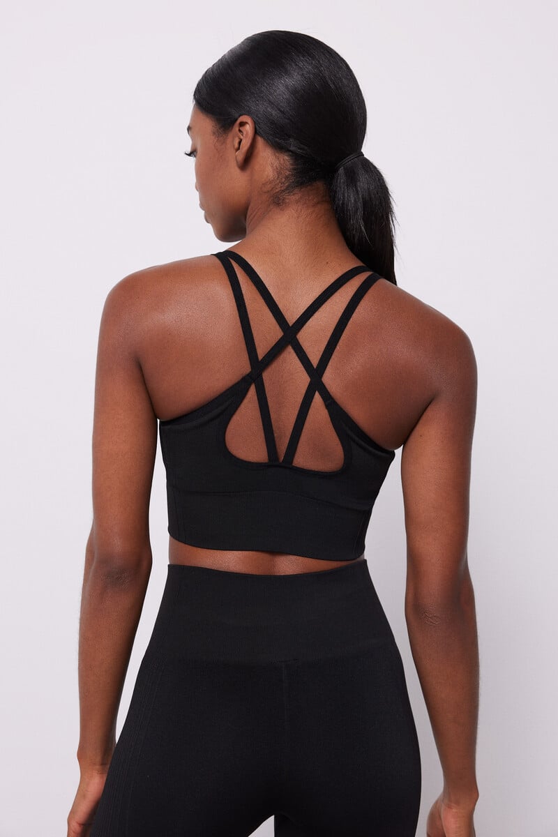 Cortefiel Sujetador deportivo negro Seamless Comfort