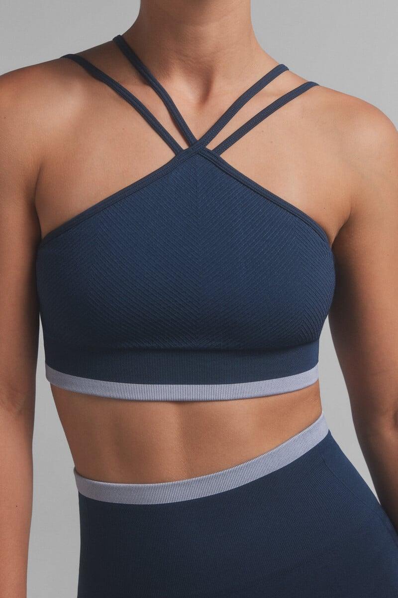 Cortefiel Sujetador Deportivo SEAMLESS COMFORT Azul. Special Colab Ffitcoco