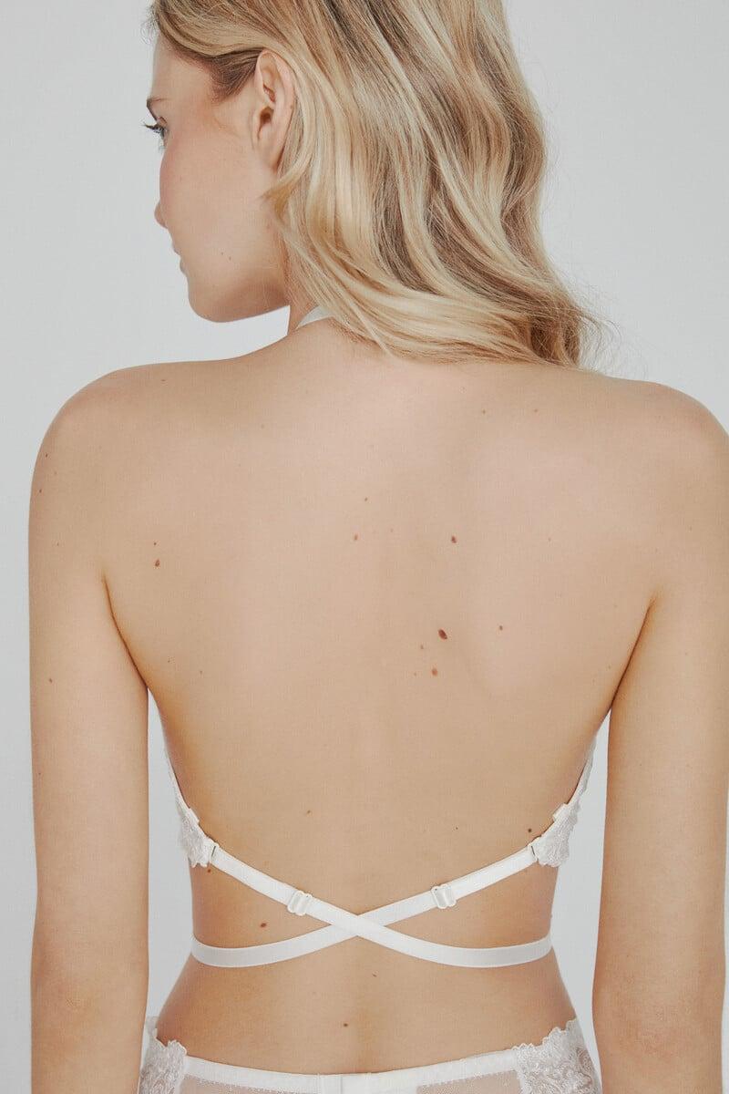 Cortefiel Sujetador Ivette Bridal Con Tirantes Multiposición Y Push Up En Blanco