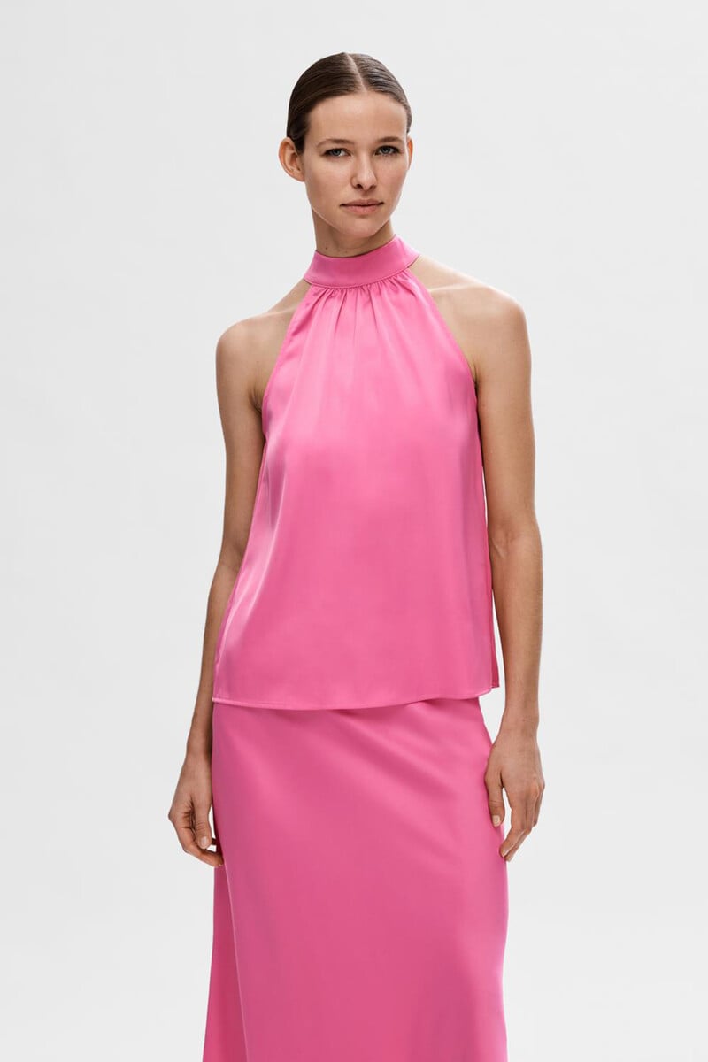 Cortefiel Top Cuello Halter Sin Mangas Confeccionado Con Materiales Reciclados