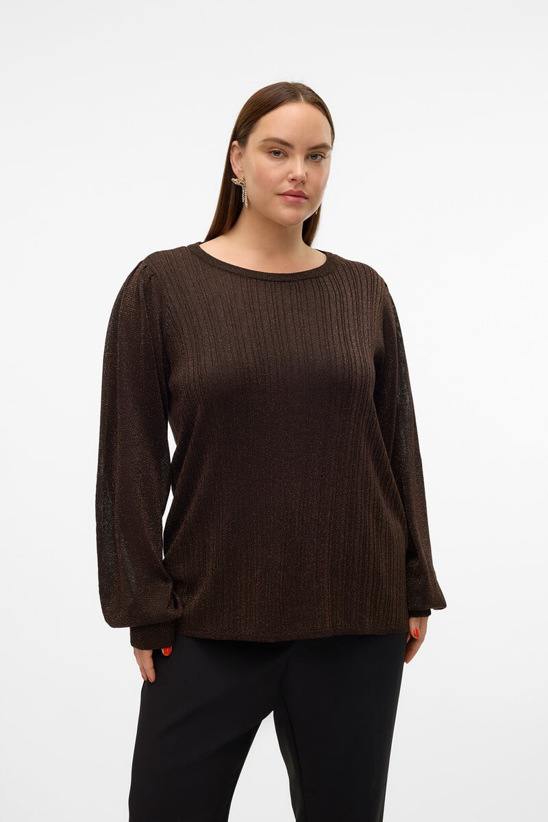 Cortefiel Top De Manga Larga Con Lúrex Talla Grande