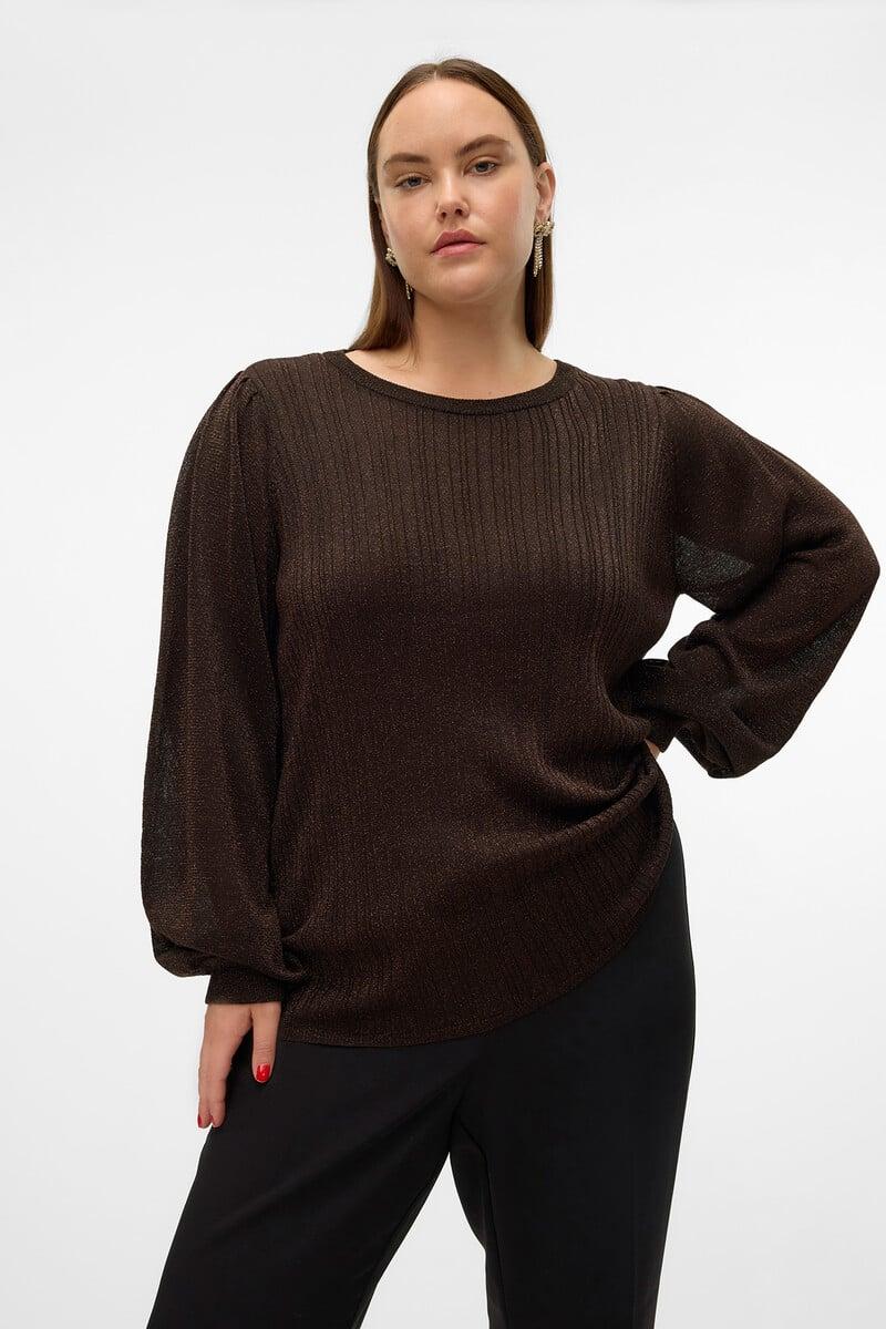Cortefiel Top de manga larga con lúrex talla grande