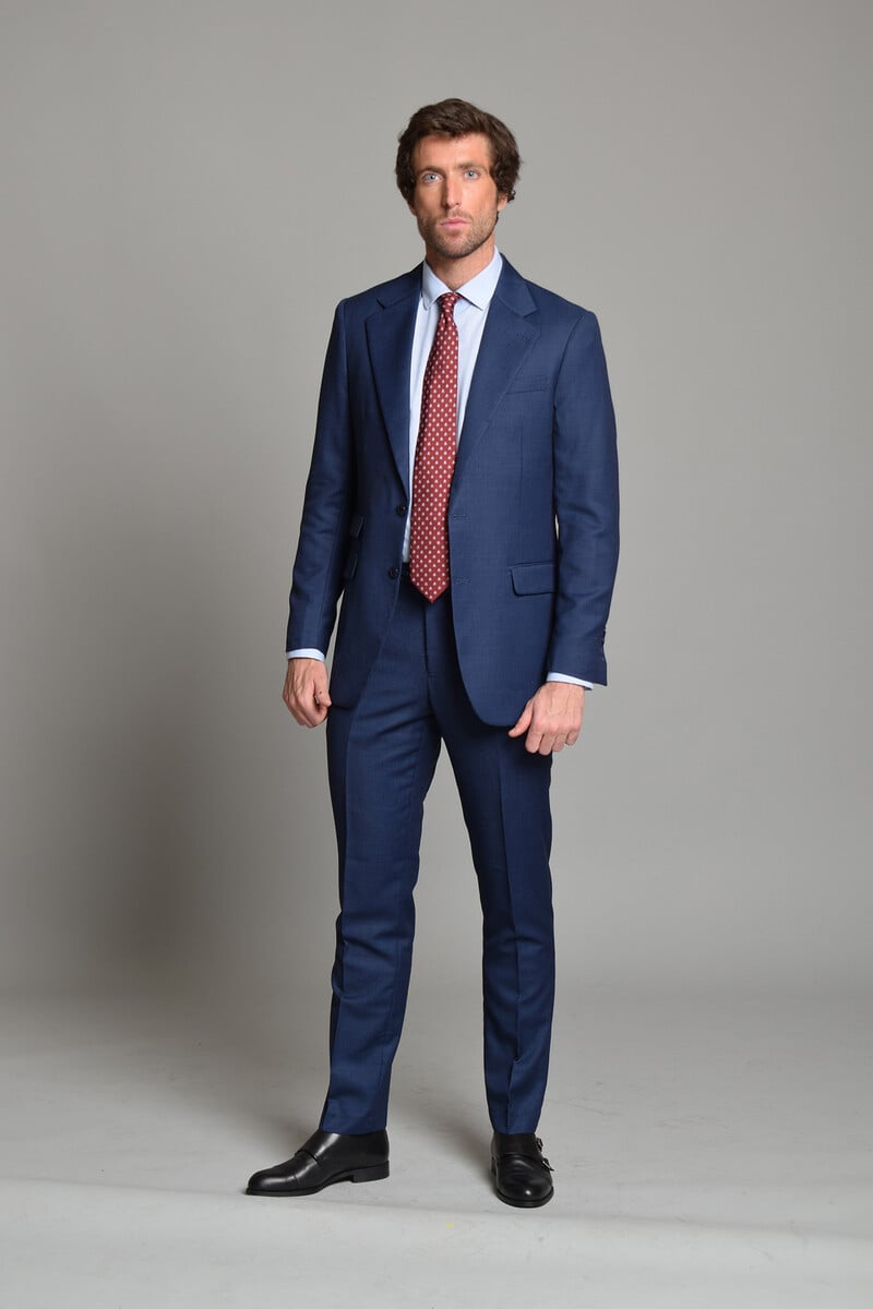 Cortefiel Traje Ojo De Perdiz Azul British Collection