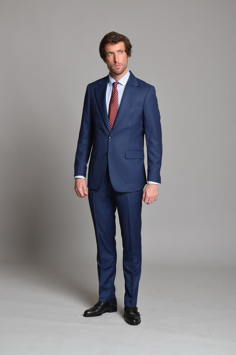 Cortefiel Traje Ojo De Perdiz Azul British Collection