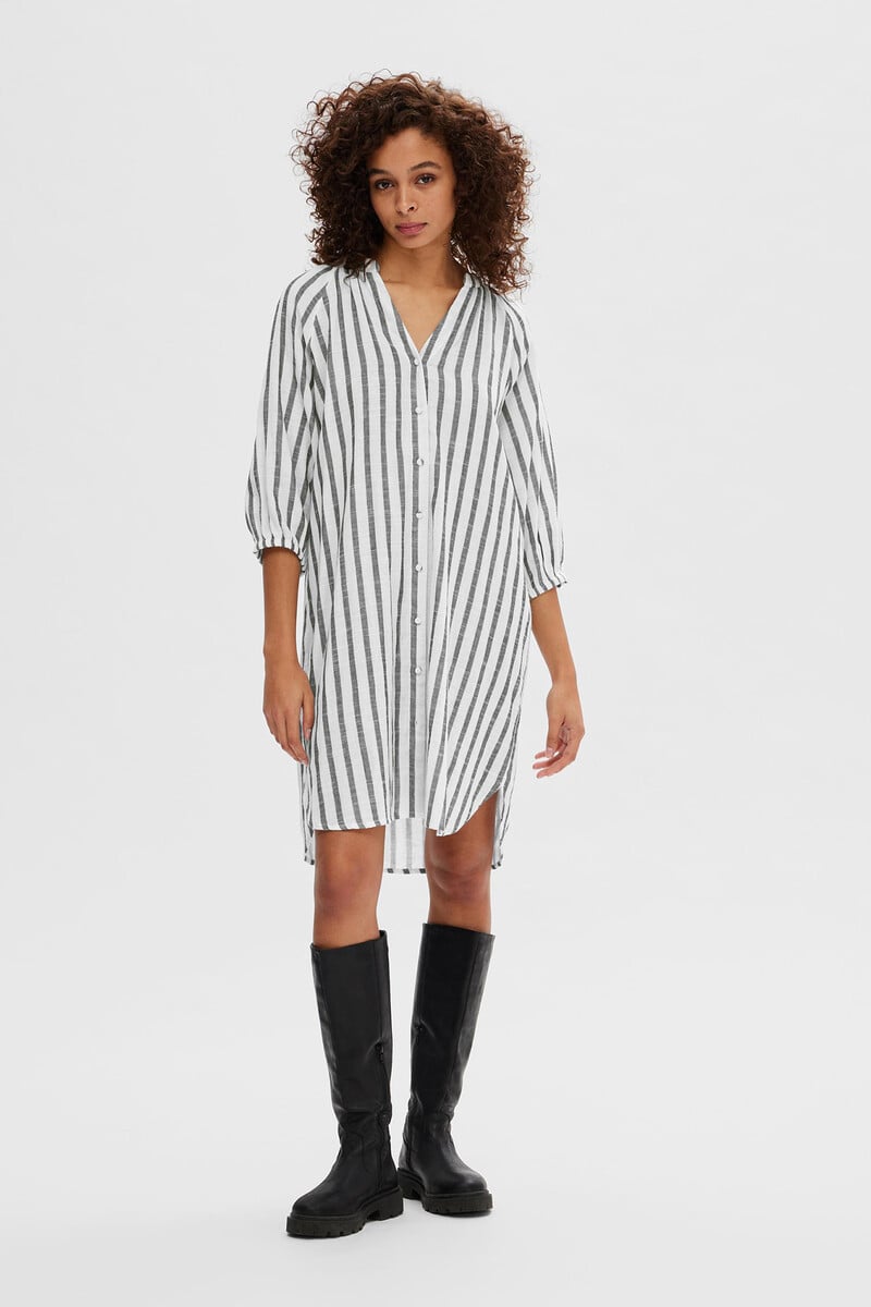 Cortefiel Vestido Camisero Regular Fit Confeccionado 100% Con Algodón Orgánico
