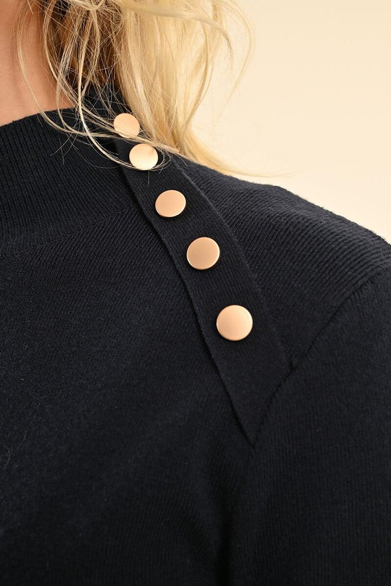 Cortefiel Vestido Corto De Manga Larga Detalle Botones