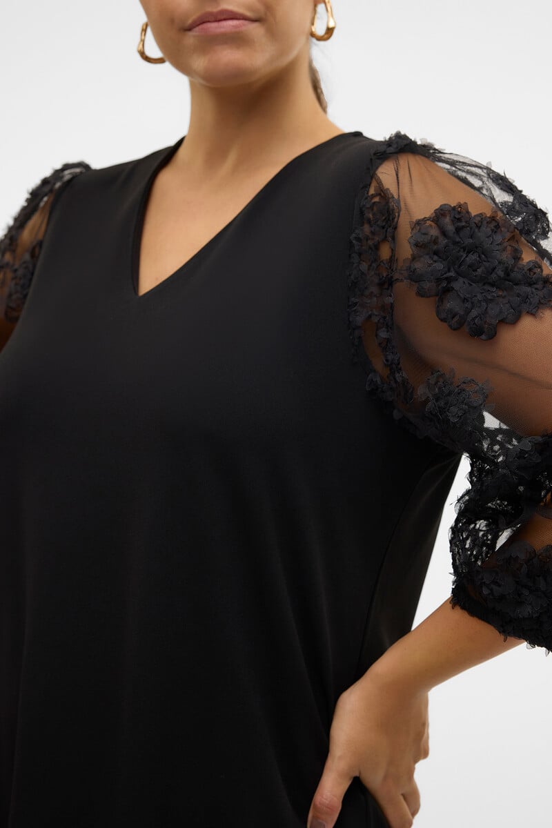 Cortefiel Vestido Corto De Manga Larga Talla Grande