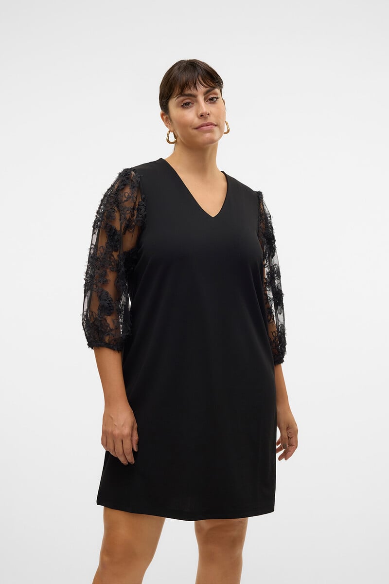Cortefiel Vestido Corto De Manga Larga Talla Grande