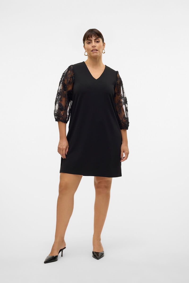 Cortefiel Vestido Corto De Manga Larga Talla Grande