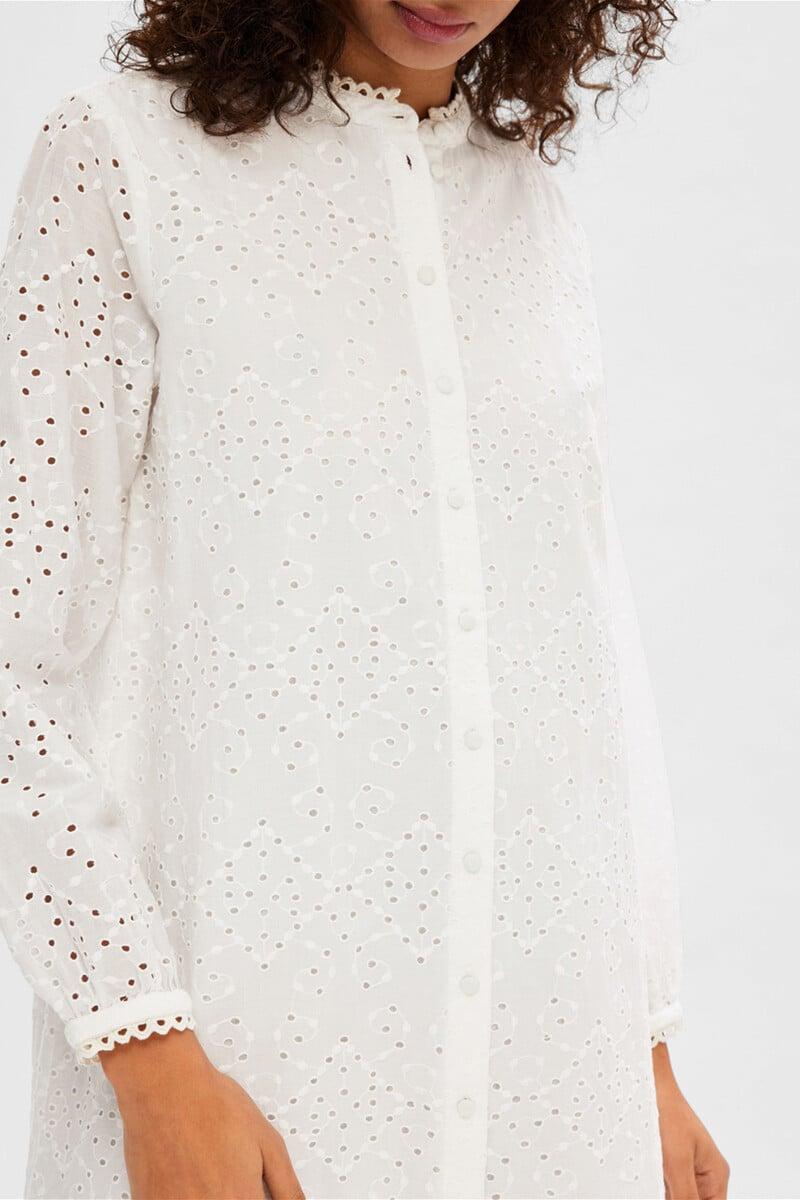 Cortefiel Vestido Corto Troquelado Confeccionado 100% Con Algodón Orgánico