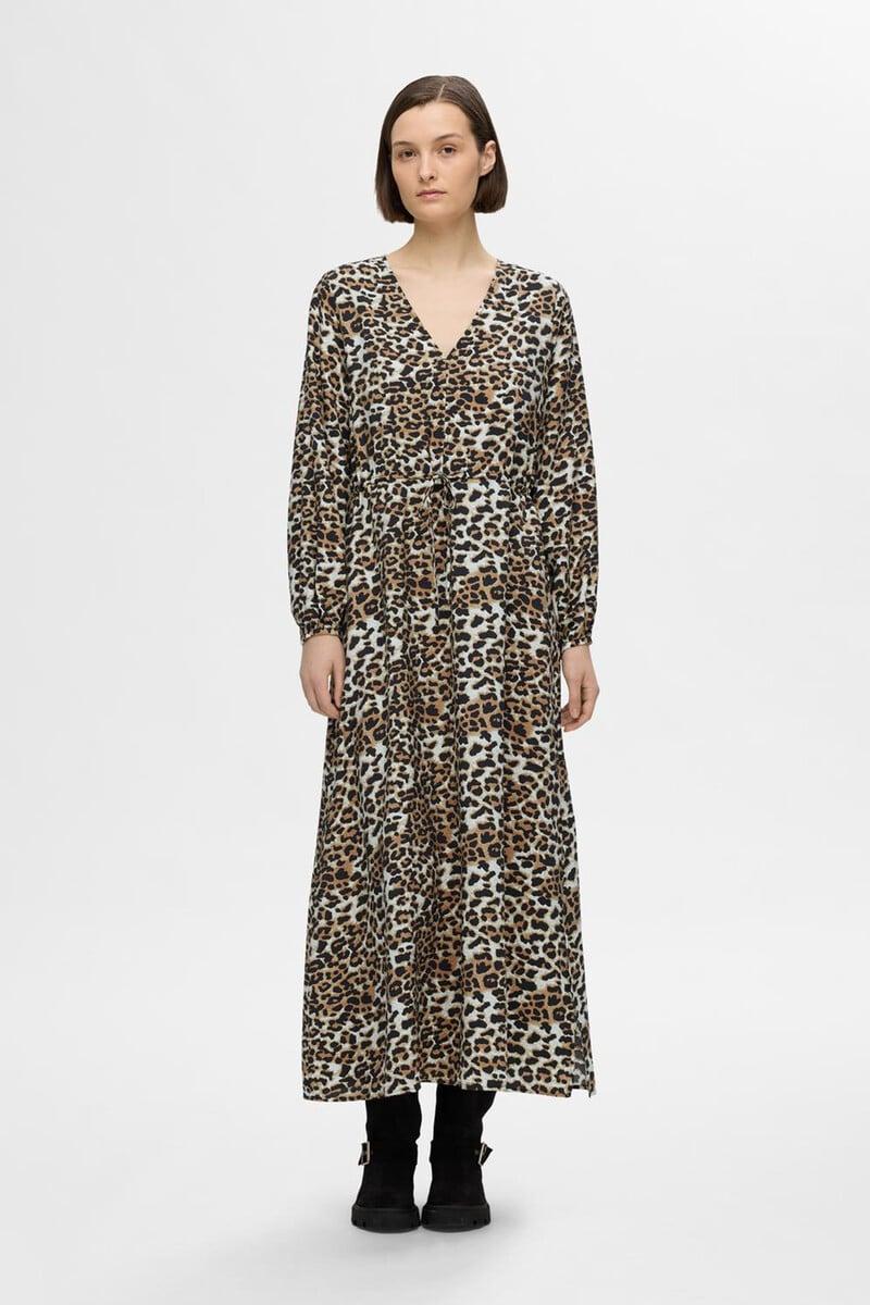 Cortefiel Vestido De Leopardo Largo Confeccionado Con Lenzing ECOVERO