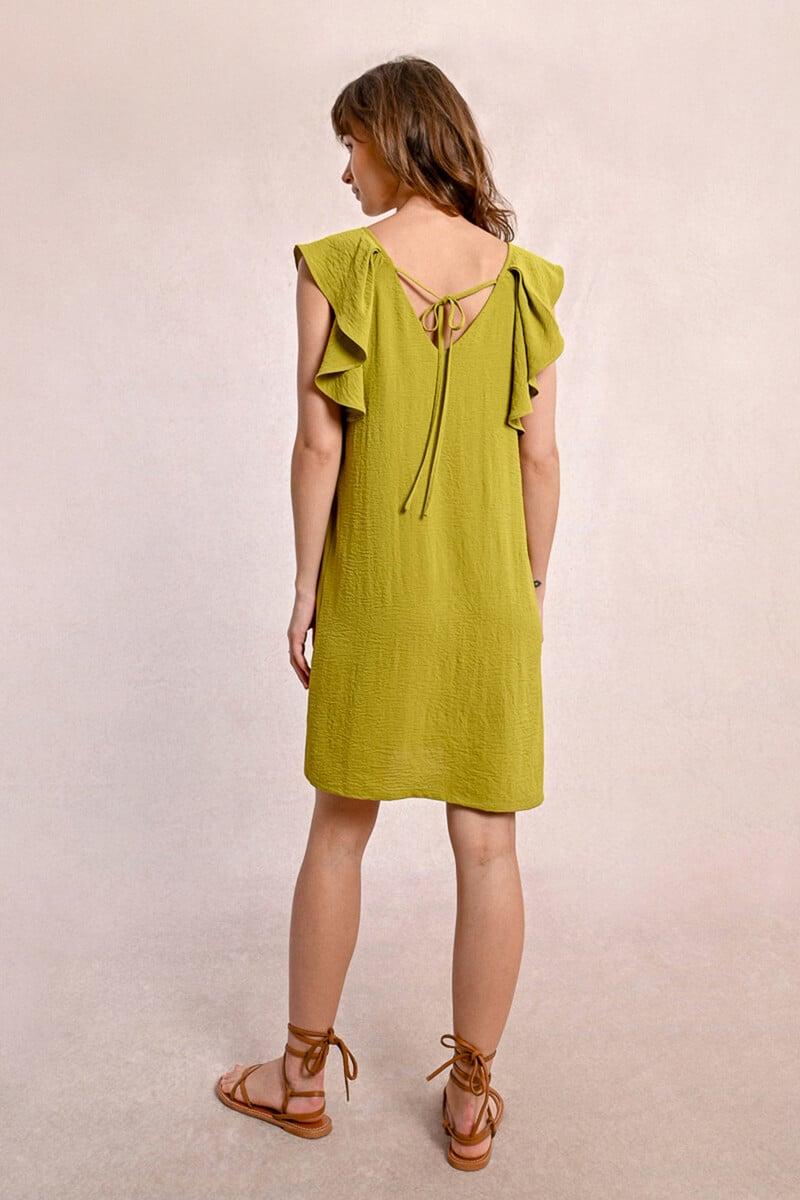 Cortefiel Vestido De Manga Corta De Mariposa Con Pliegues