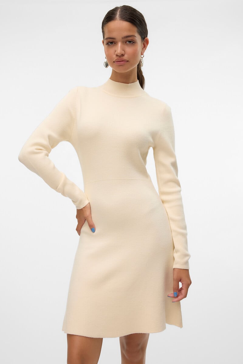 Cortefiel Vestido De Punto Manga Larga Cuello Perkins