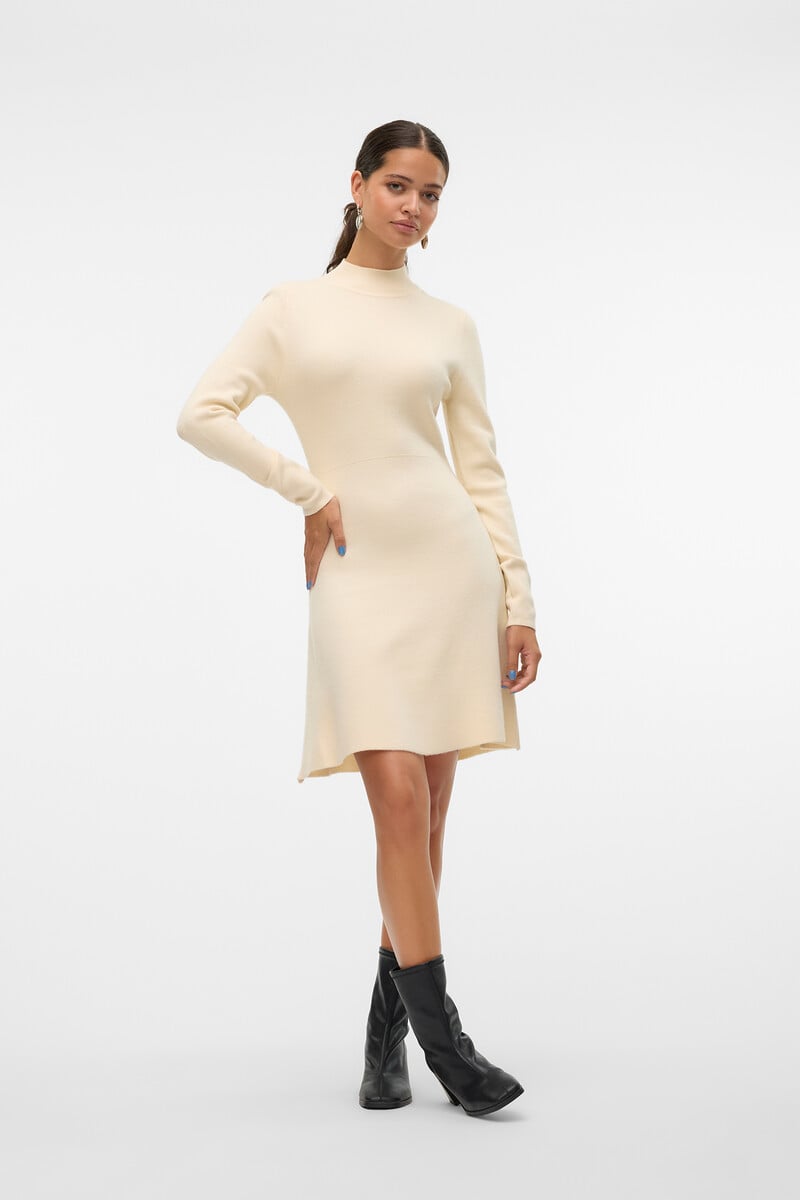 Cortefiel Vestido De Punto Manga Larga Cuello Perkins