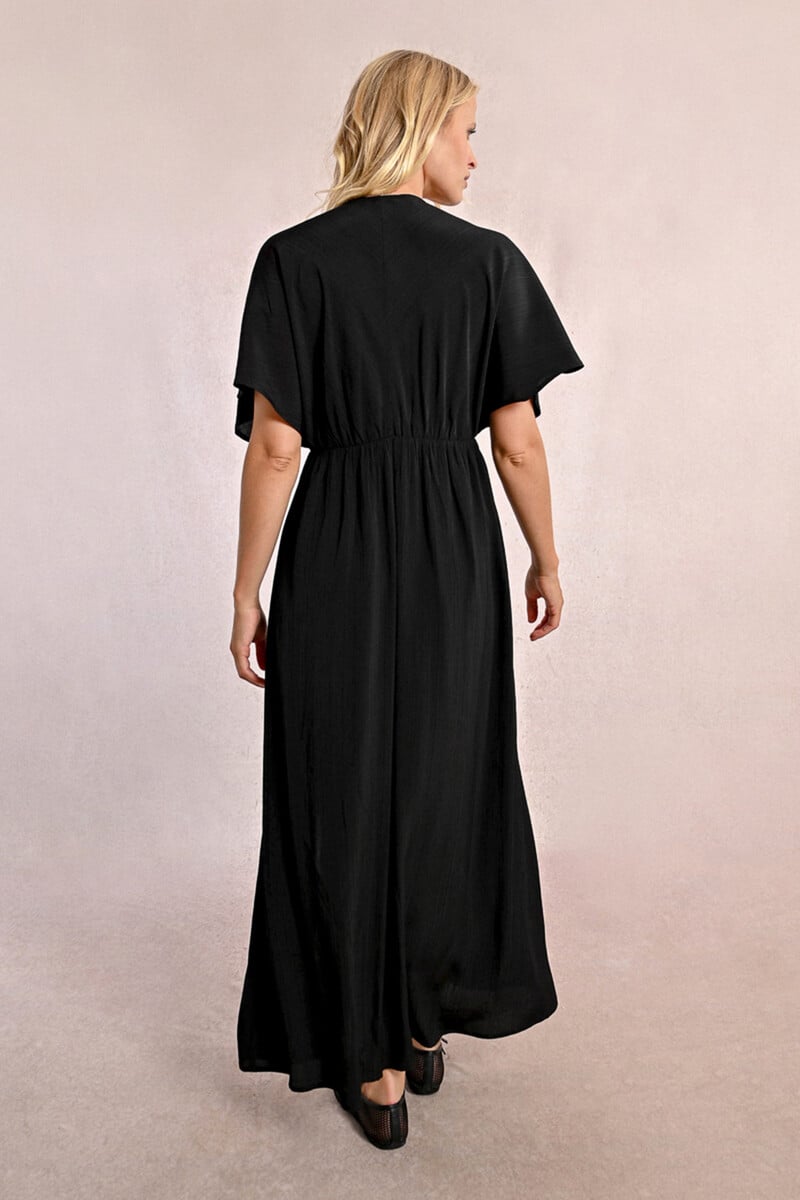 Cortefiel Vestido Largo De Manga Corta Con Estampado