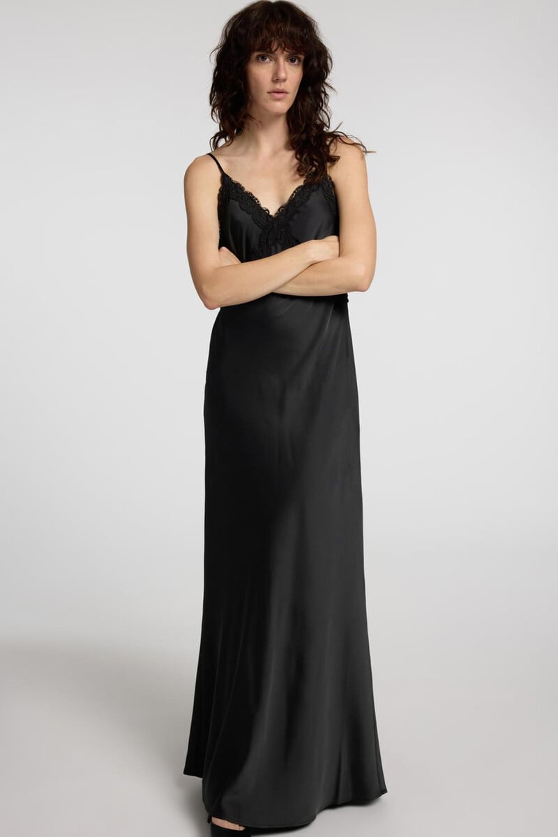 Cortefiel Vestido Lencero Midi Confeccionado Con Materiales Reciclados