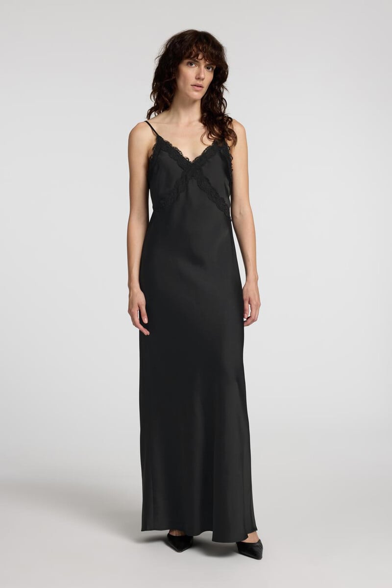 Cortefiel Vestido Lencero Midi Confeccionado Con Materiales Reciclados