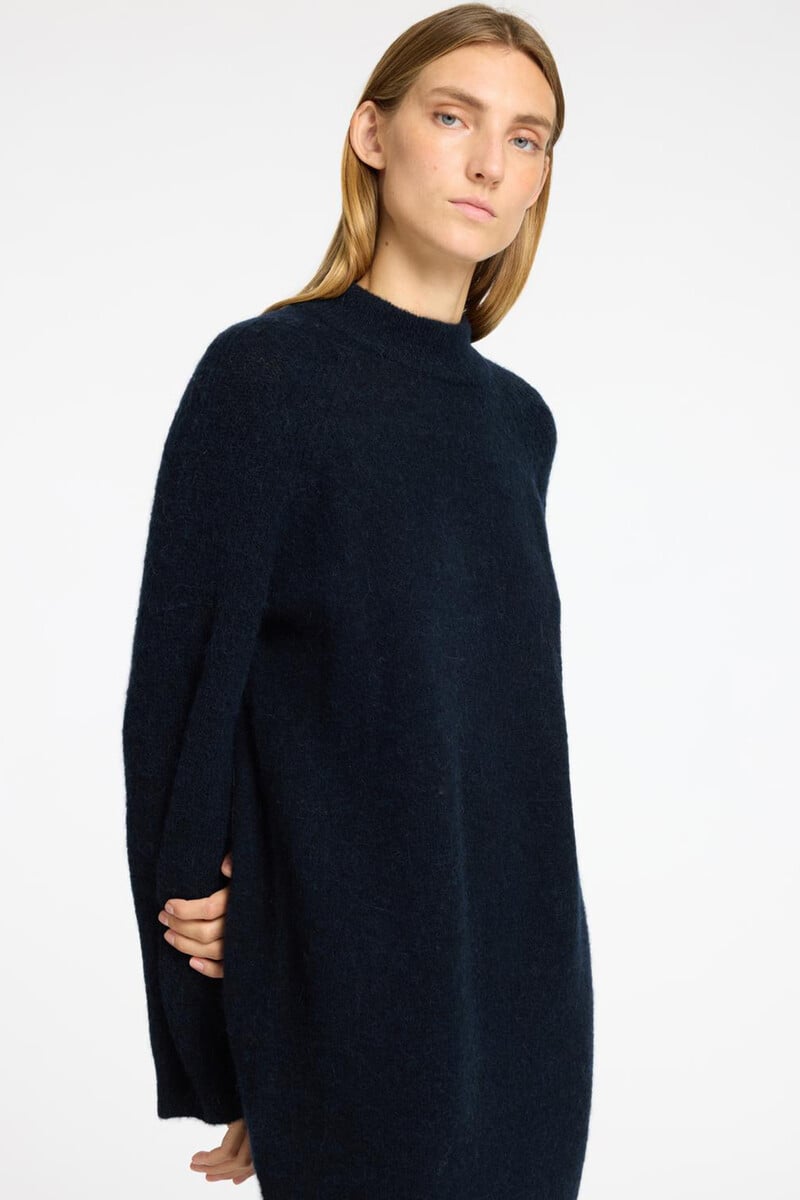 Cortefiel Vestido Midi De Cuello Alto Confeccionado Con Lana Y Alpaca