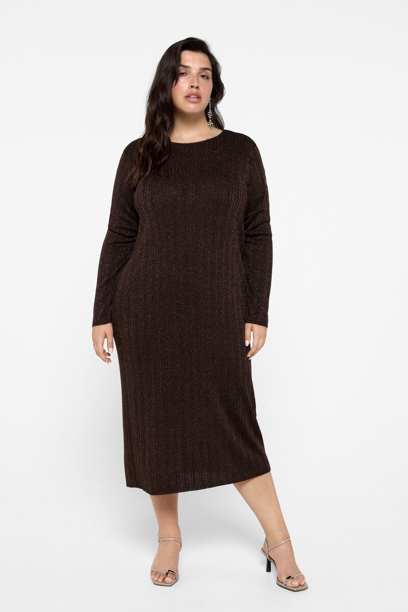 Cortefiel Vestido Midi De Punto Con Lúrex Talla Grande