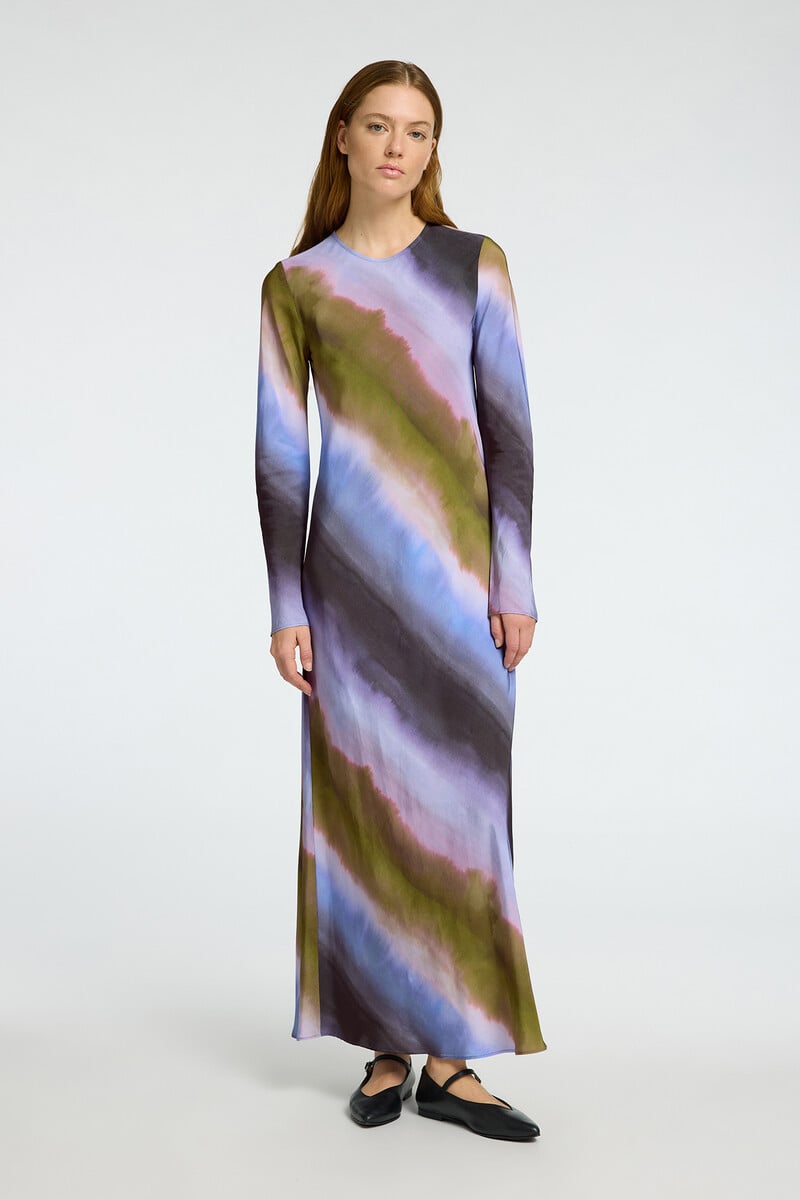 Cortefiel Vestido Midi Tie Dye Confeccionado Con Viscosa