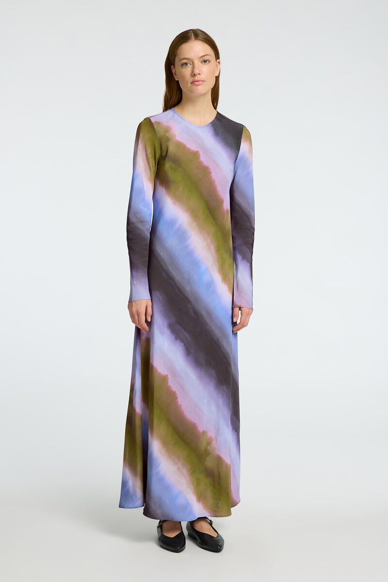 Cortefiel Vestido Midi Tie Dye Confeccionado Con Viscosa