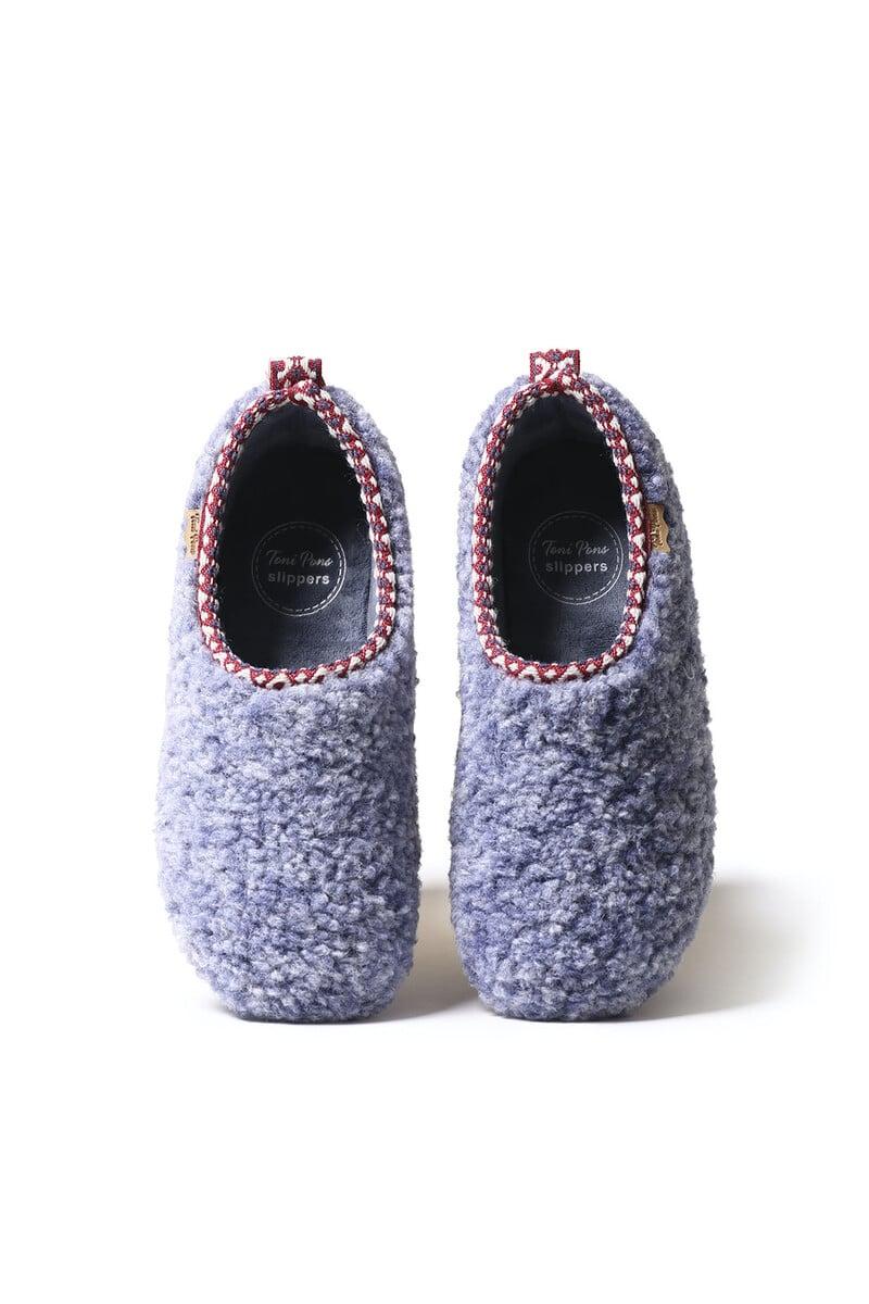 Cortefiel Zapatilla Tipo Babucha Para Mujer En Borrego Azul