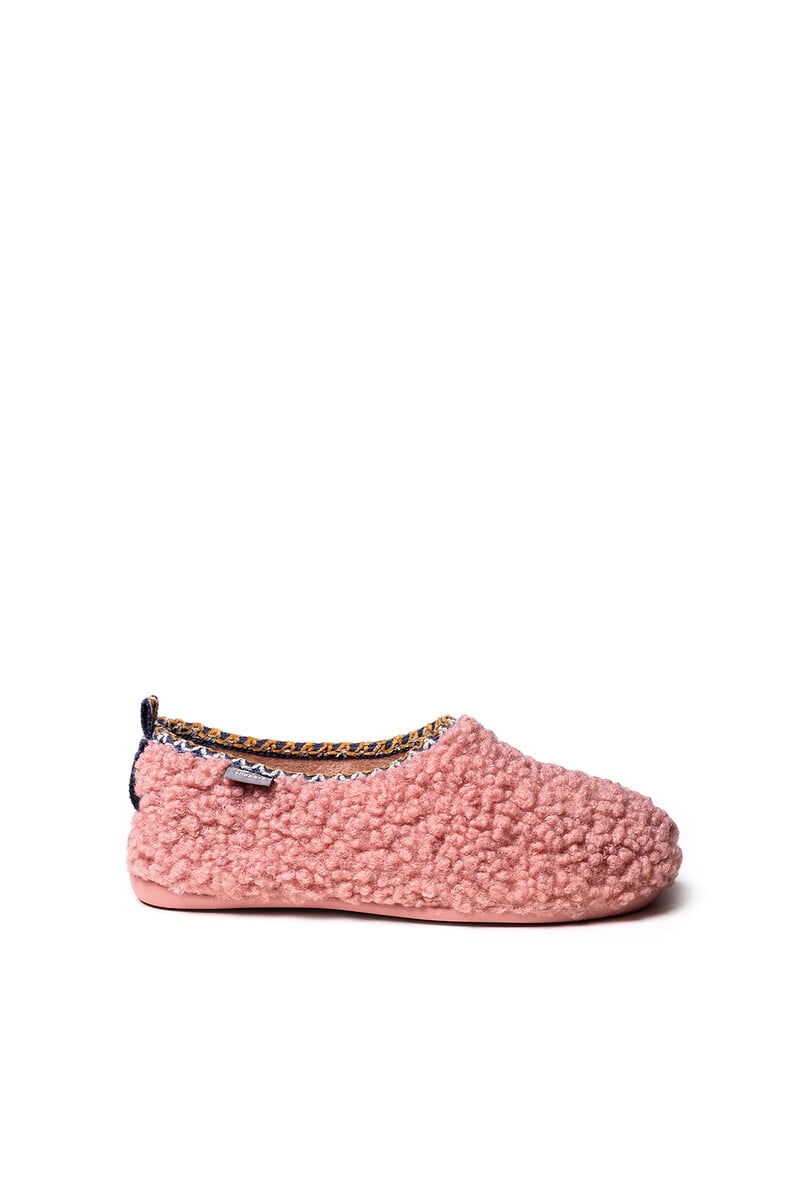 Cortefiel Zapatilla Tipo Babucha Para Mujer En Borrego Rosa