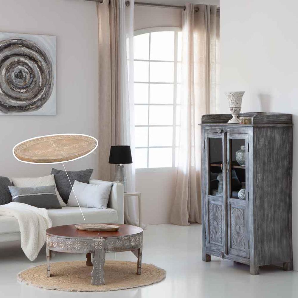 Creaciones Meng DECORACION - BANDEJAS DECORATIVAS - Centro De Mesa De Madera Pintado Artesanal Marron