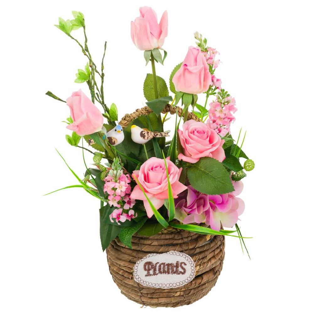 Creaciones meng DECORACION - BURI CANYAS MIMBRE FLOR - cesta de cuerda con ramo de flores