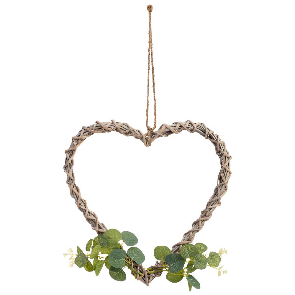 Creaciones Meng DECORACION - BURI CANYAS MIMBRE FLOR - Corazon Decor Acion De Mimbre Con Flores Para Colgar