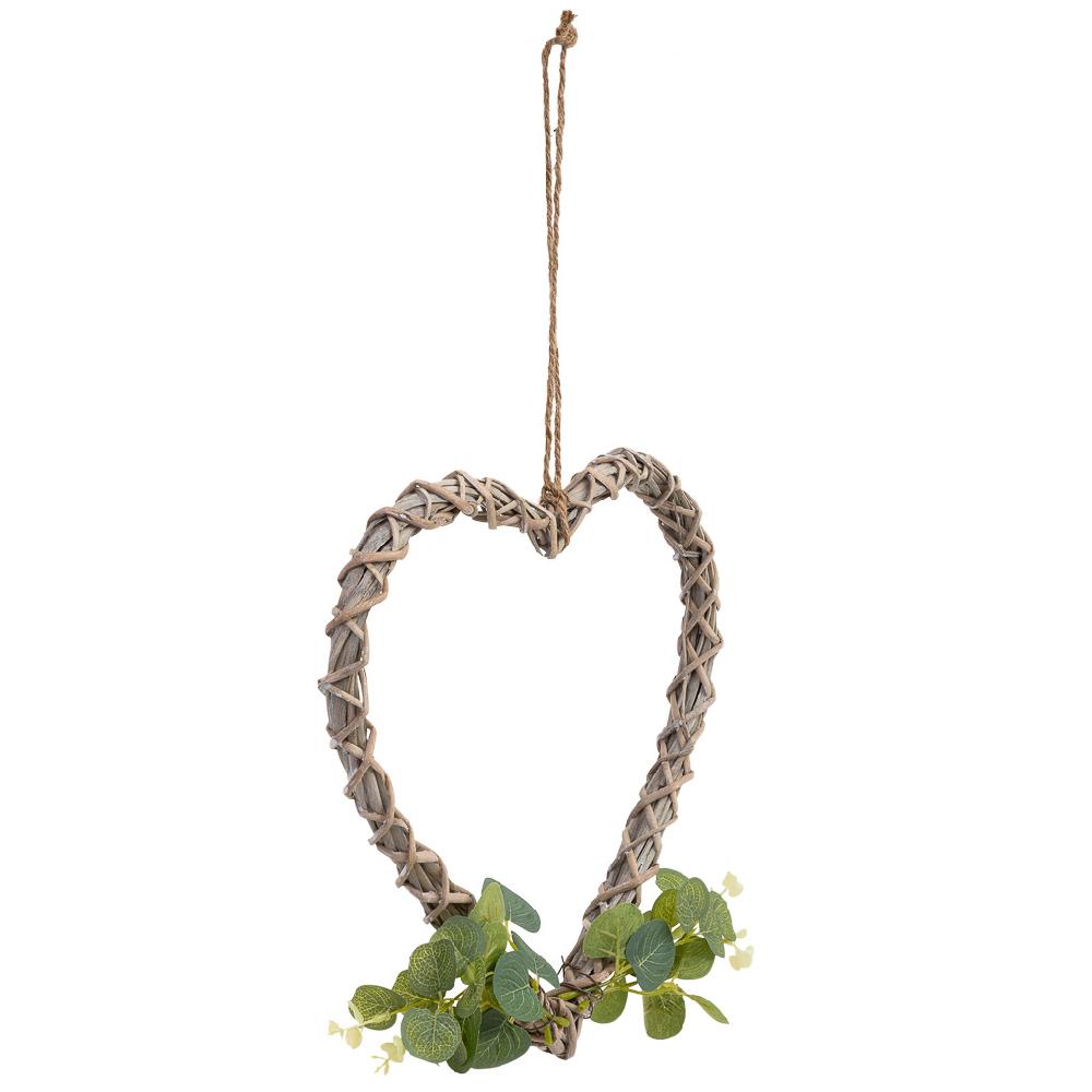 Creaciones meng DECORACION - BURI CANYAS MIMBRE FLOR - corazon decor acion de mimbre con flores para colgar