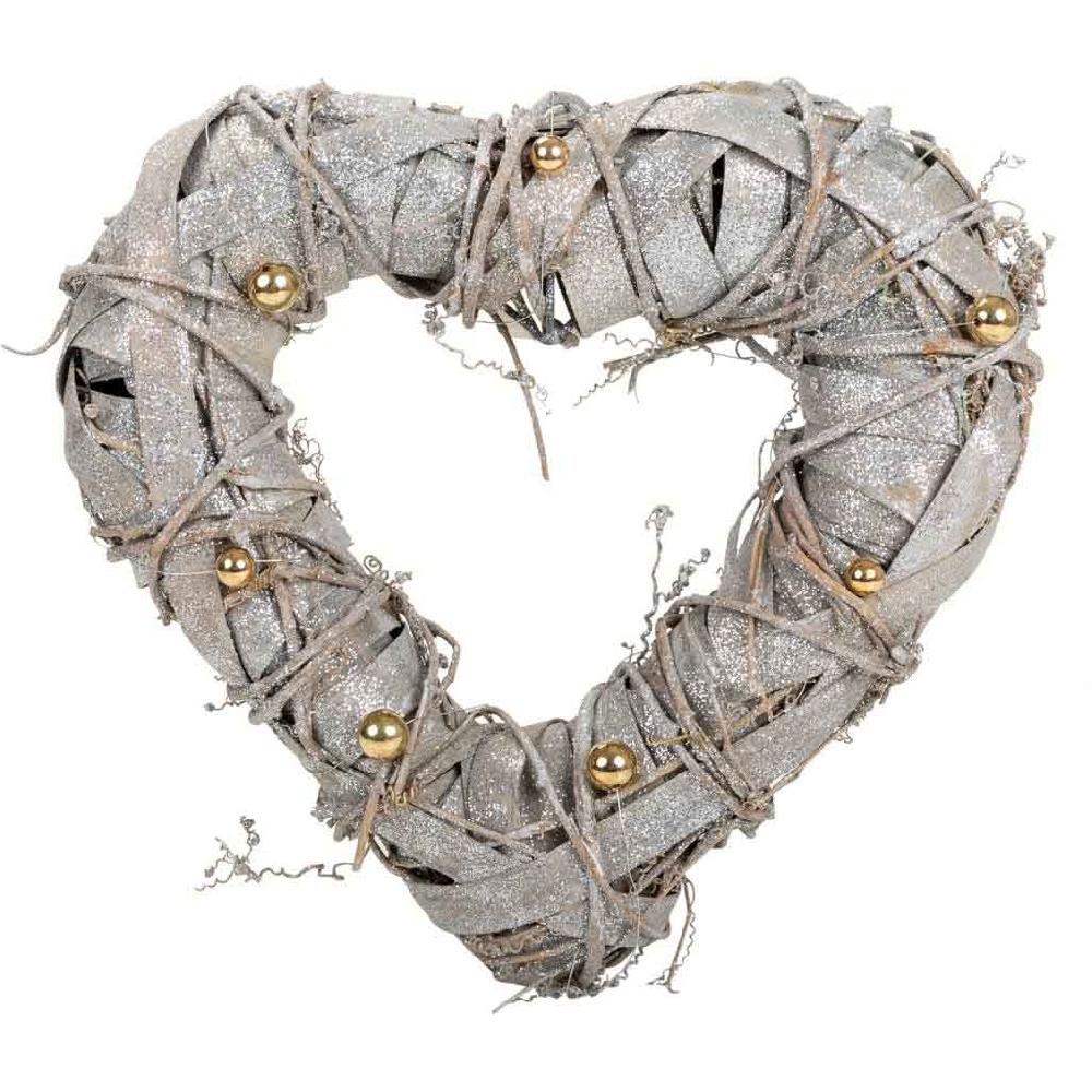 Creaciones Meng DECORACION - BURI CANYAS MIMBRE FLOR - Corazon Decoracion Plata