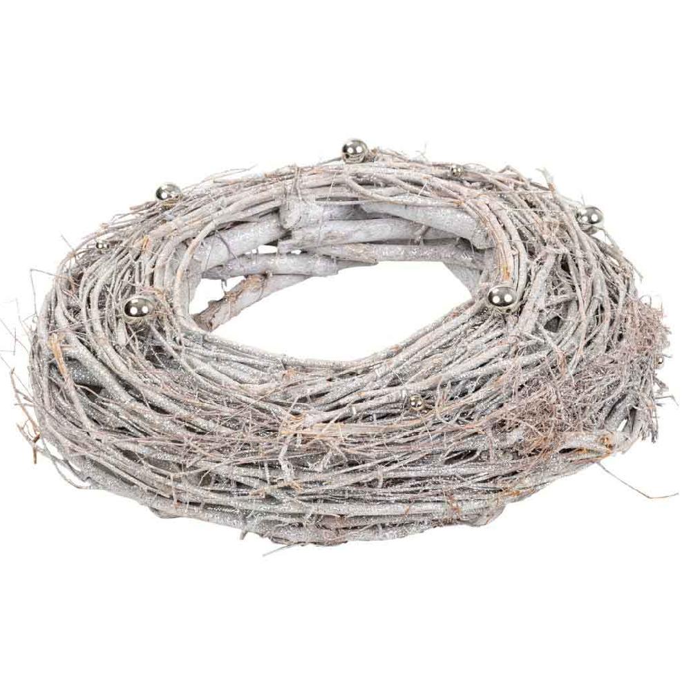 Creaciones meng DECORACION - BURI CANYAS MIMBRE FLOR - corona decoracion plata