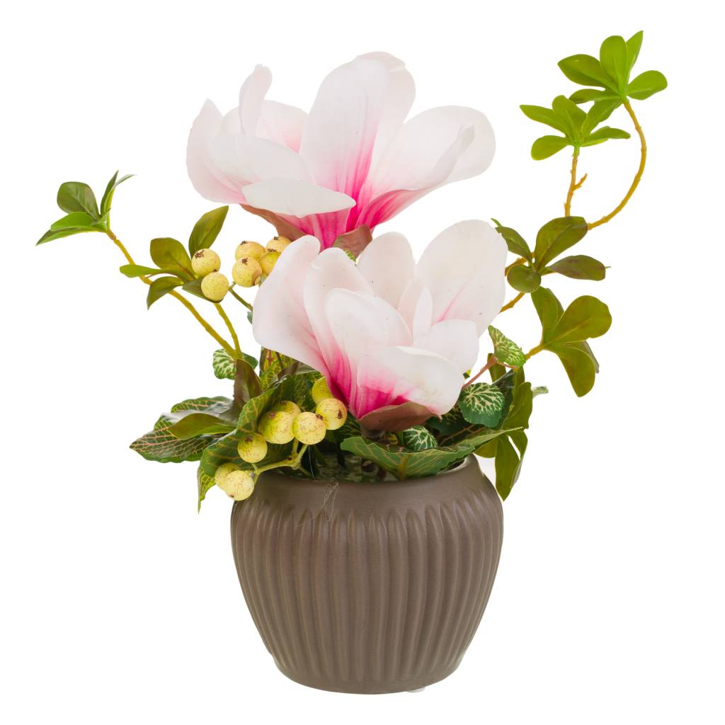 Creaciones Meng DECORACION - BURI CANYAS MIMBRE FLOR - Maceta De Ceramica Con Ramo De Flores