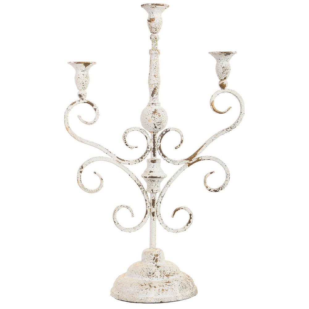 Creaciones Meng DECORACION - CANDELABROS - Candelabro De Metal Para 3 Velas Acabado Envejecido