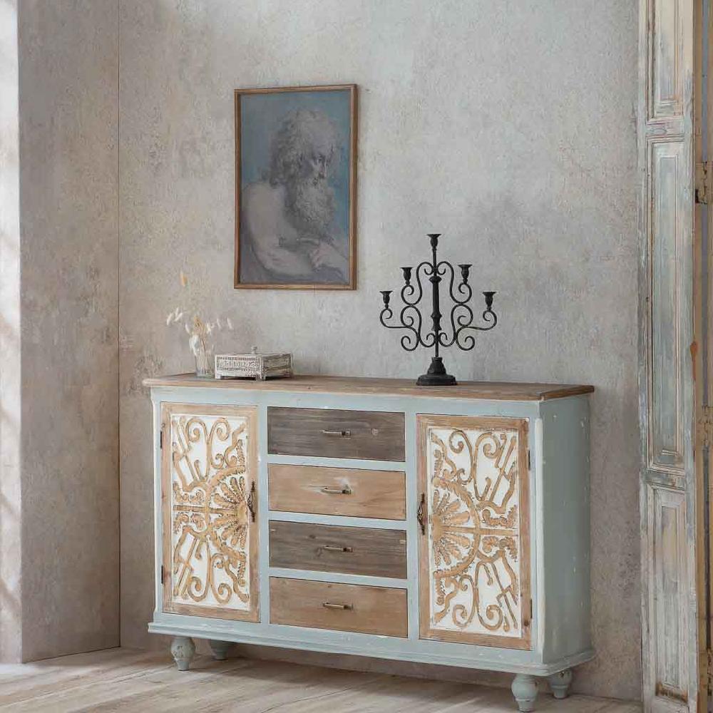 Creaciones Meng DECORACION - CANDELABROS - Candelabro De Metal Para 5 Velas Acabado Envejecido