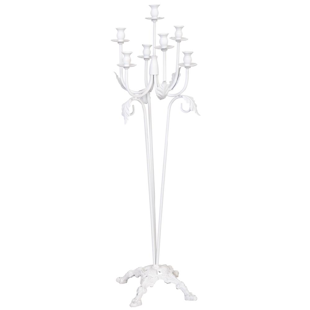 Creaciones meng DECORACION - CANDELABROS - candelabro de pie de metal envejecido blanco