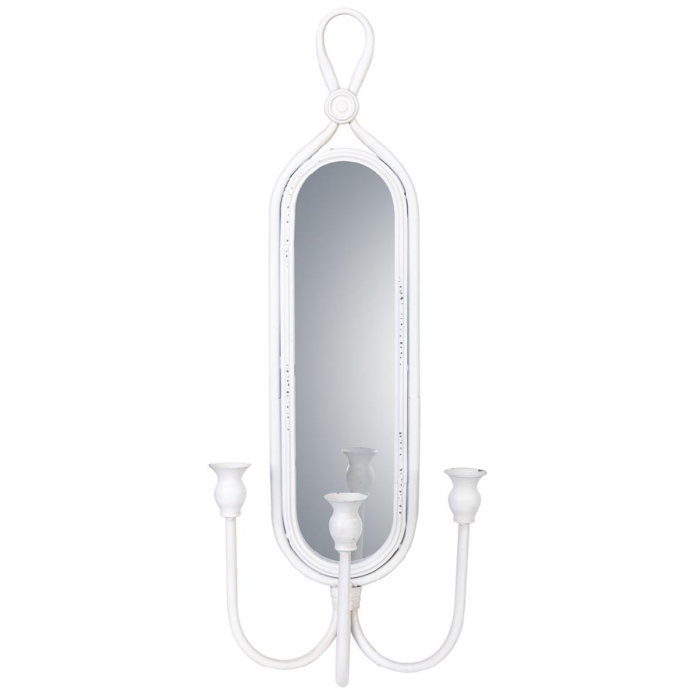 Creaciones Meng DECORACION - CANDELABROS - Kit Candelabro De Pared De Metal Envejecido Blanco