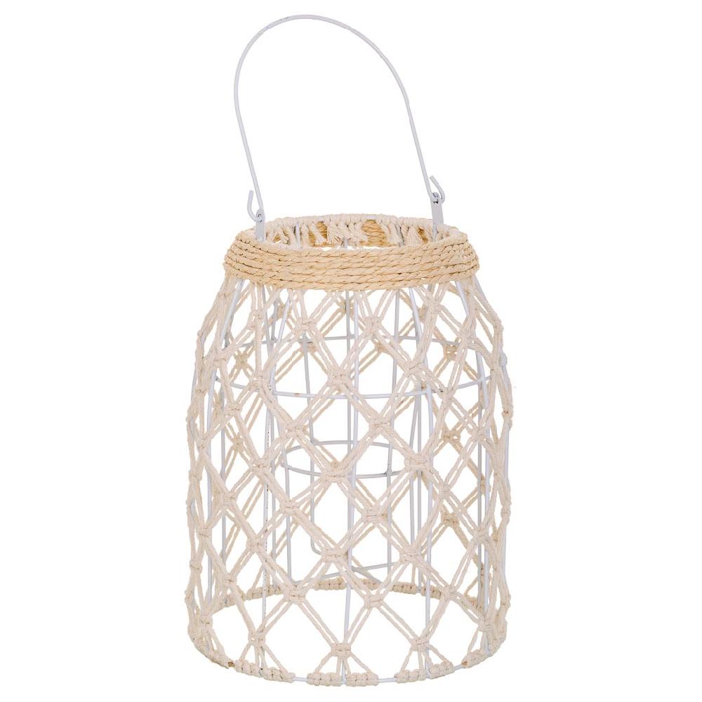 Creaciones meng DECORACION - FAROLES - farol de algodón trenzado y fbira natural blanco
