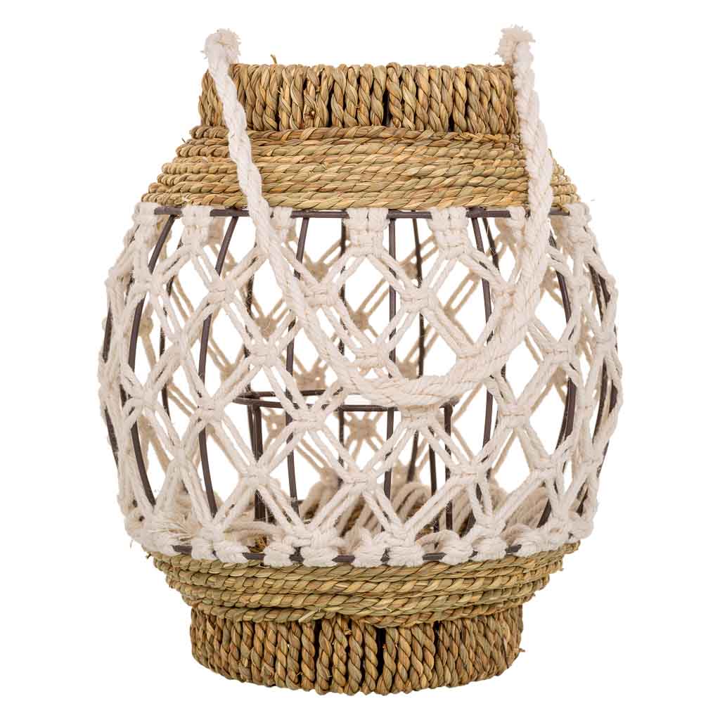 Creaciones Meng DECORACION - FAROLES - Farol De Algodón Trenzado Y Fbira Natural Marron