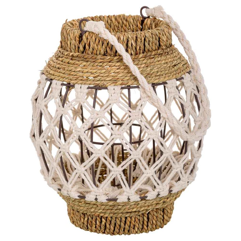 Creaciones meng DECORACION - FAROLES - farol de algodón trenzado y fbira natural marron