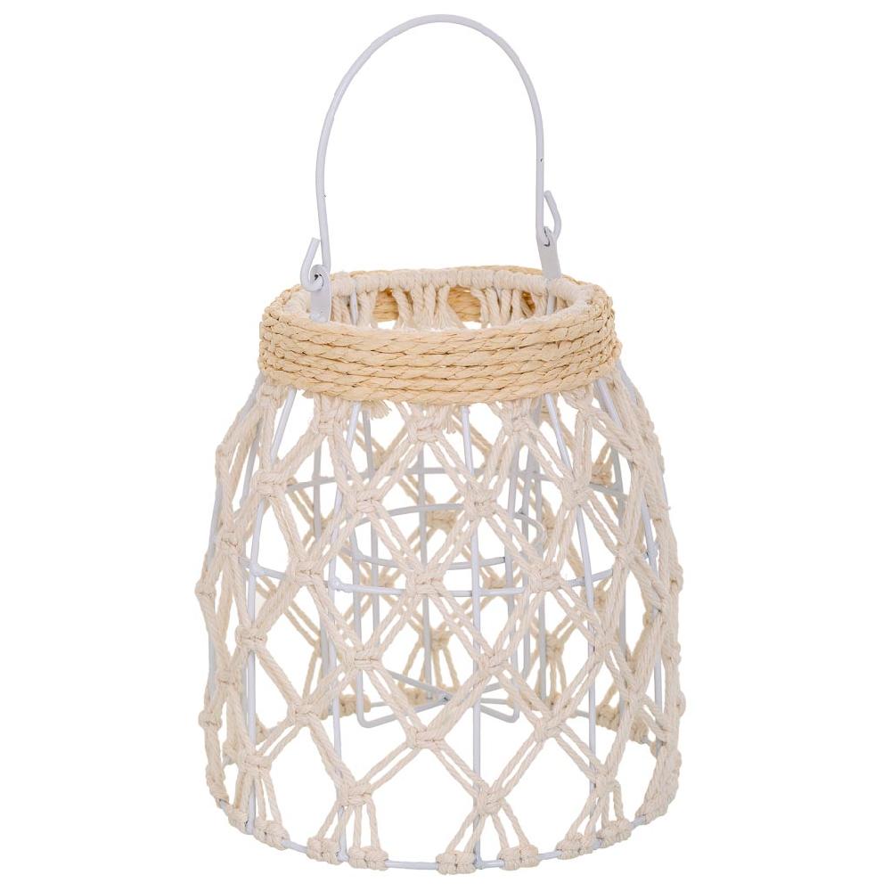 Creaciones meng DECORACION - FAROLES - farol de algodón trenzado y fbira natural blanco