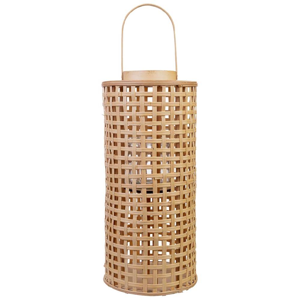 Creaciones Meng DECORACION - FAROLES - Farol De Bambu Con Recipiente De Cristal Para La Vela
