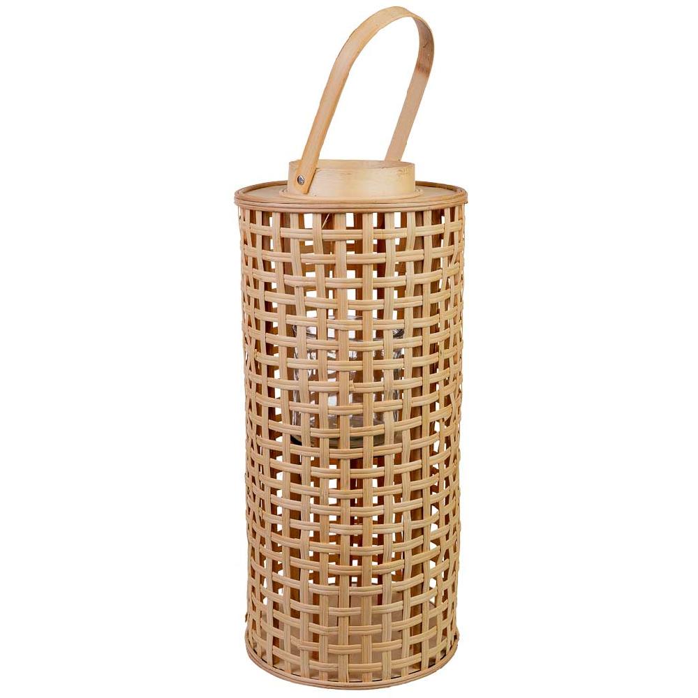 Creaciones meng DECORACION - FAROLES - farol de bambu con recipiente de cristal para la vela