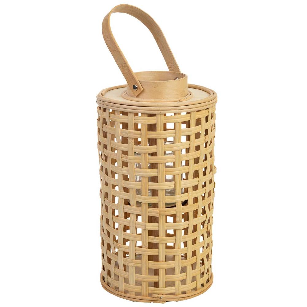 Creaciones meng DECORACION - FAROLES - farol de bambu con recipiente de cristal para la vela