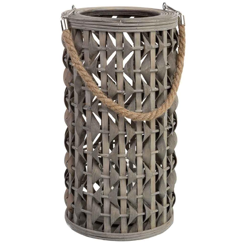 Creaciones meng DECORACION - FAROLES - farol de bambu y madera con recipiente de cristal para vela